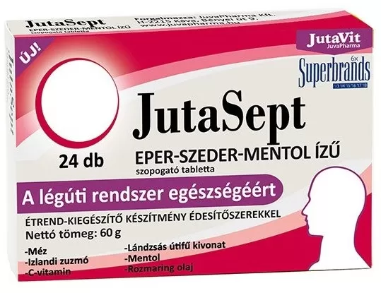 Dobó téri Kígyó Patika - Jutavit jutasept szopogató tabletta eper-szeder 24x