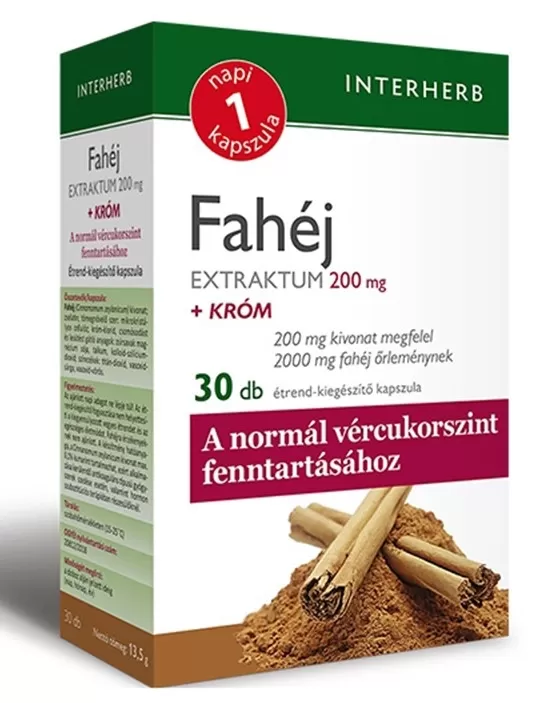 Dobó téri Kígyó Patika - Interherb napi 1 fahéj+króm extraktum kapszula 30x